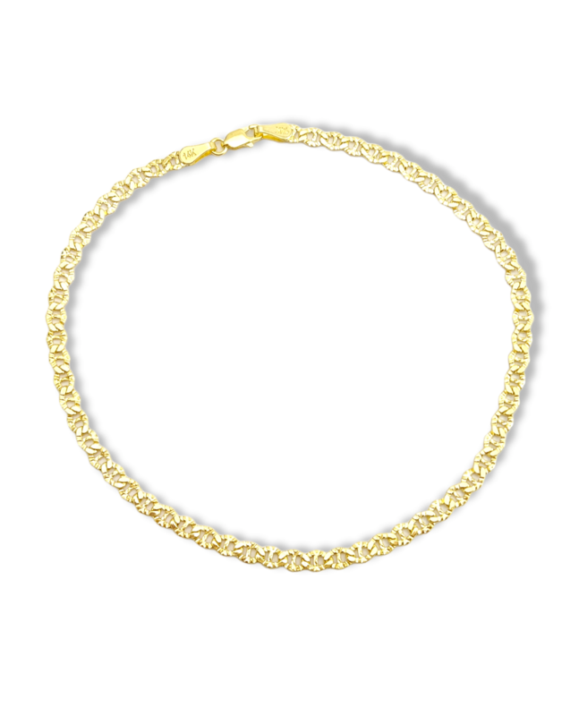 Mariner link semi-solid anklet in 14k Yellow gold