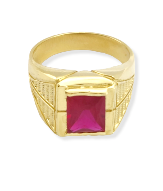 Men's Onyx  with Anchor Ring in 14K Yellow Gold