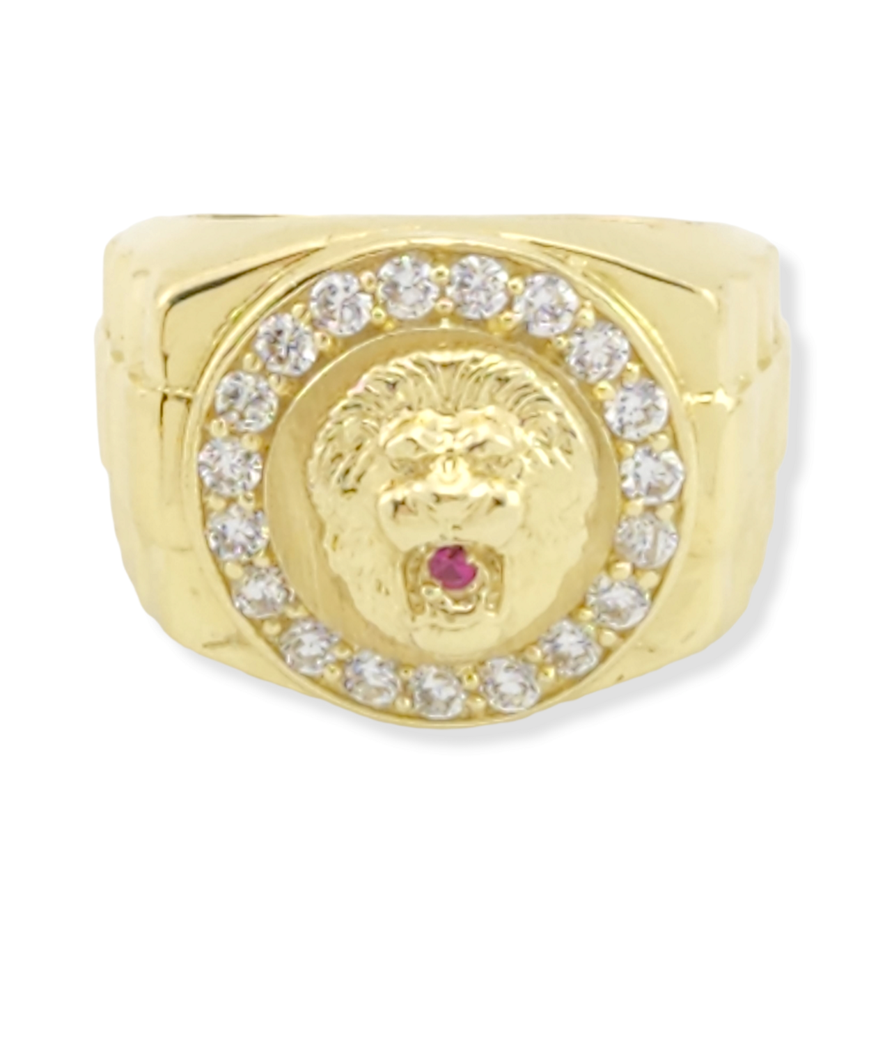 Buy Solid 18K Yellow Gold Mens Lion Ring With Diamond Eyes Size 5 15 Online  in India - Etsy