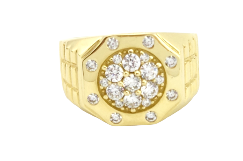 Men's Cubic Zirconia 14K Yellow Gold