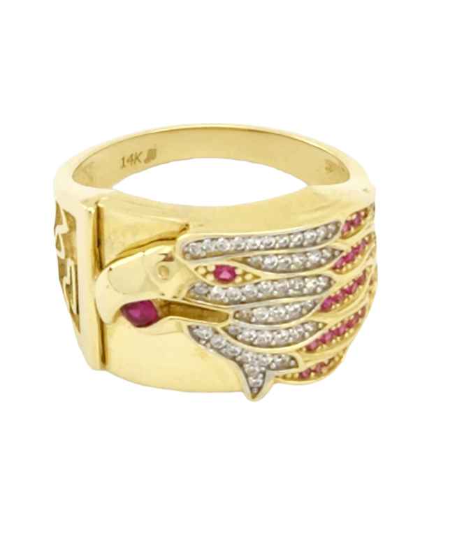 Men's Cubic Zirconia eagle in 14K Yellow Gold