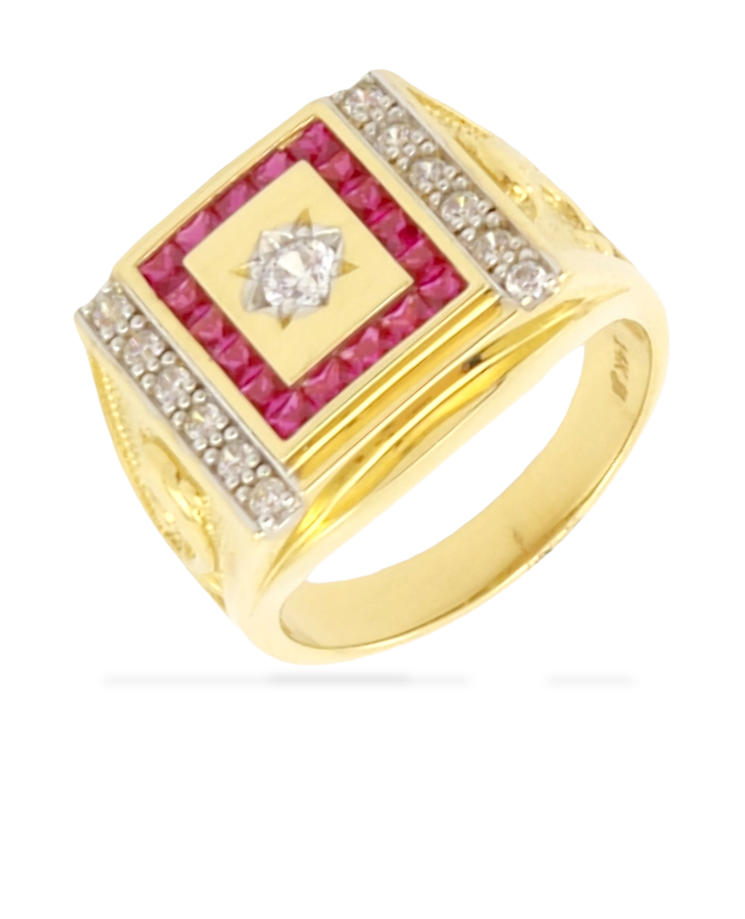 Men's square ring in 14K Yellow Gold