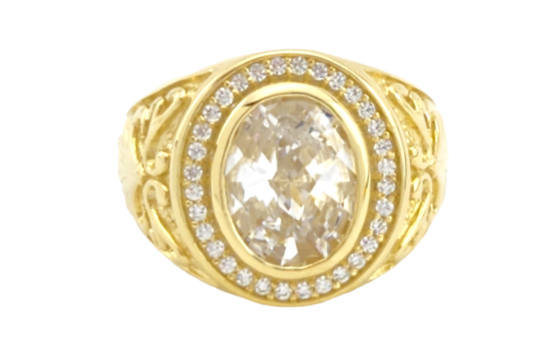 Men's White Cubic Zirconia  in 14K Yellow Gold