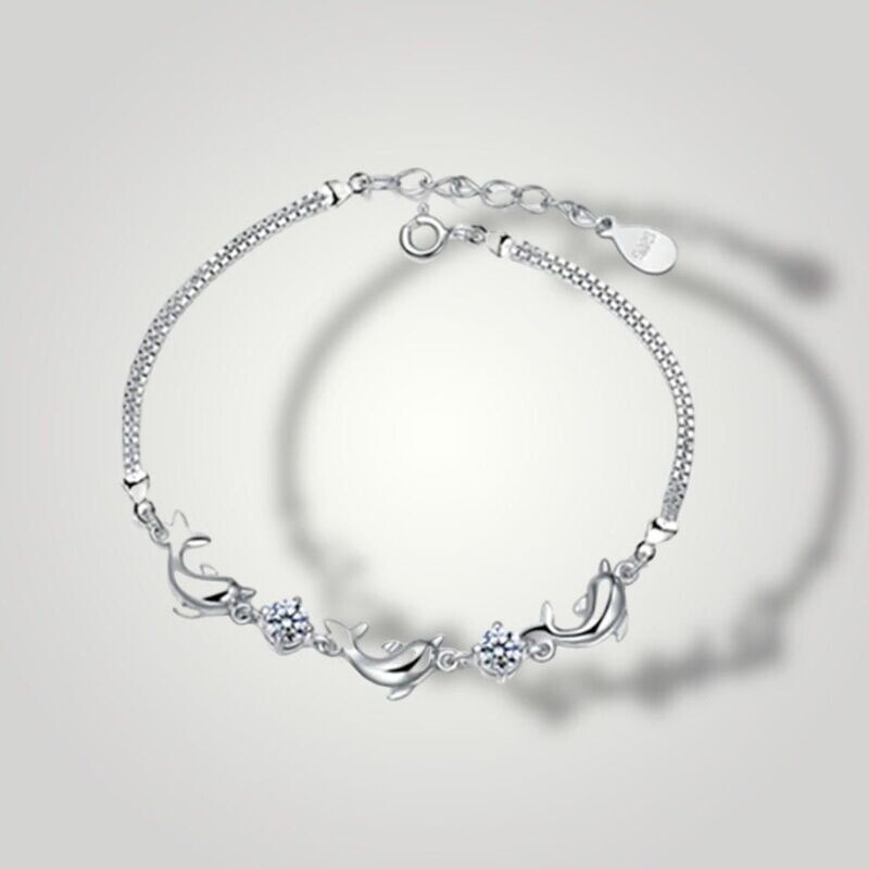 Zilveren armband Dolfijn wit