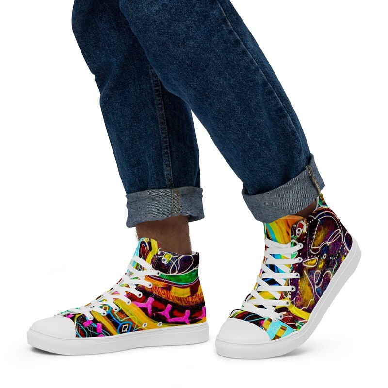 "Radiant Maasai Woman" Men’s High-Top Canvas Shoes