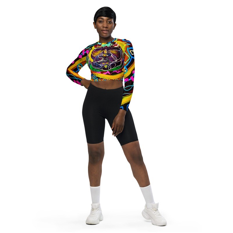 "Radiant Maasai Woman" Long-Sleeve Crop Top