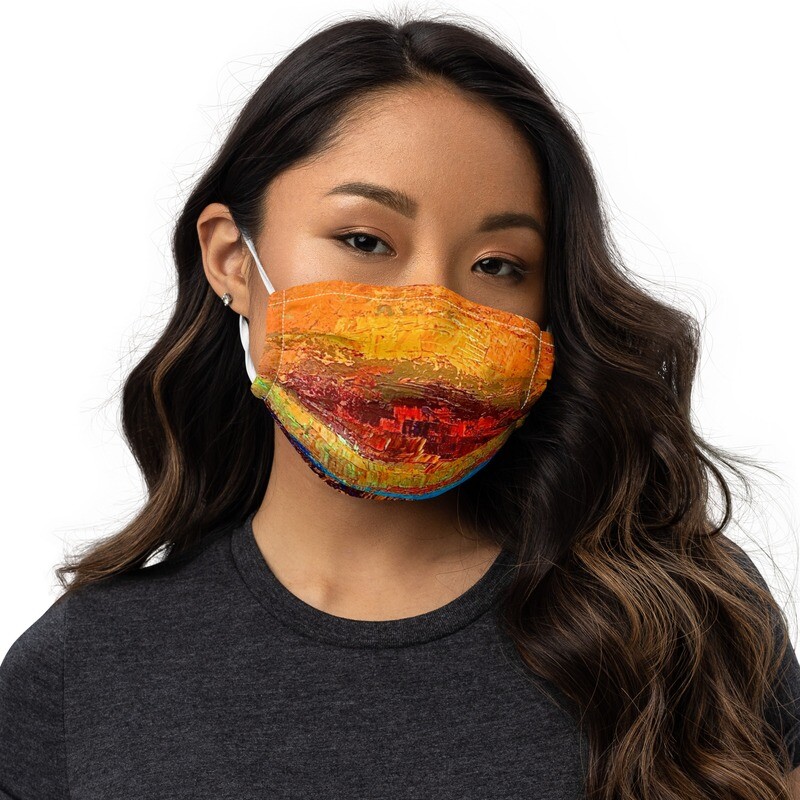 "Golden Horizon" Abstract, Premium Face Mask