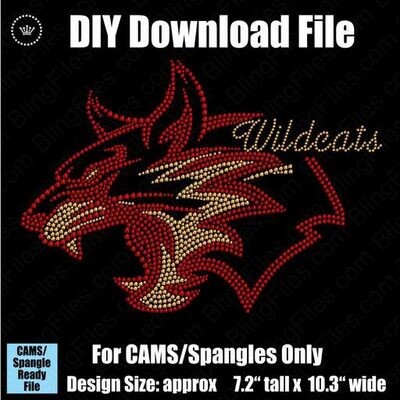 Wildcat Mascot with Script DSG Download File - CAMS/ProSpangle