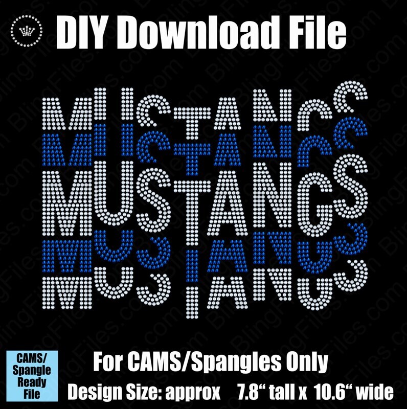 Mustangs Word Stagger Mascot DSG Download File - CAMS/ProSpangle
