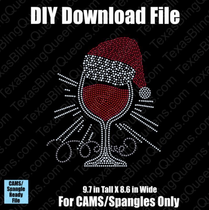 Wine Glass with Santa Hat Large Christmas Download File - CAMS/ProSpangle