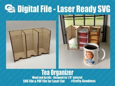 Tea Bag Organizer Laser Cut File SVG Glowforge Cut File Digital Download PDF