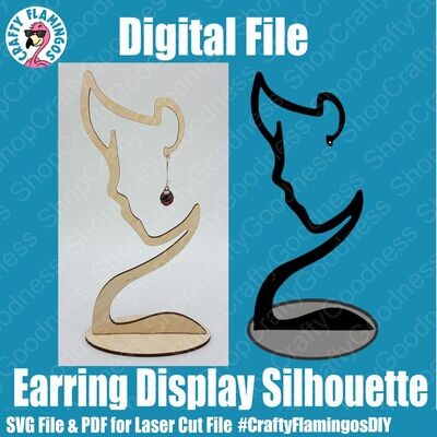 Earring Display Woman Silhouette SVG Glowforge Cut File Digital Download PDF