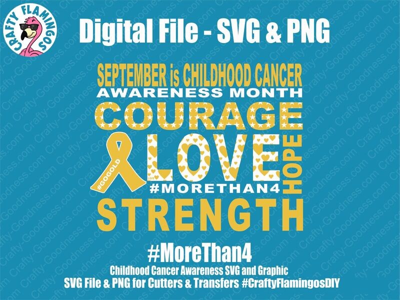 More than Four - Go Gold Childhood Cancer Awareness Graphic PNG for Sublimation, DTF