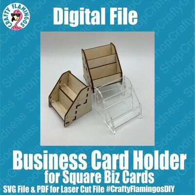 Business Card Holder for SQUARE biz cards - SVG Glowforge Cut File Digital Download PDF