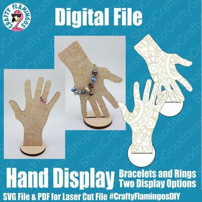 Hand Display for Bracelets and Rings -2 in 1 Form - SVG Glowforge Cut File Digital Download PDF