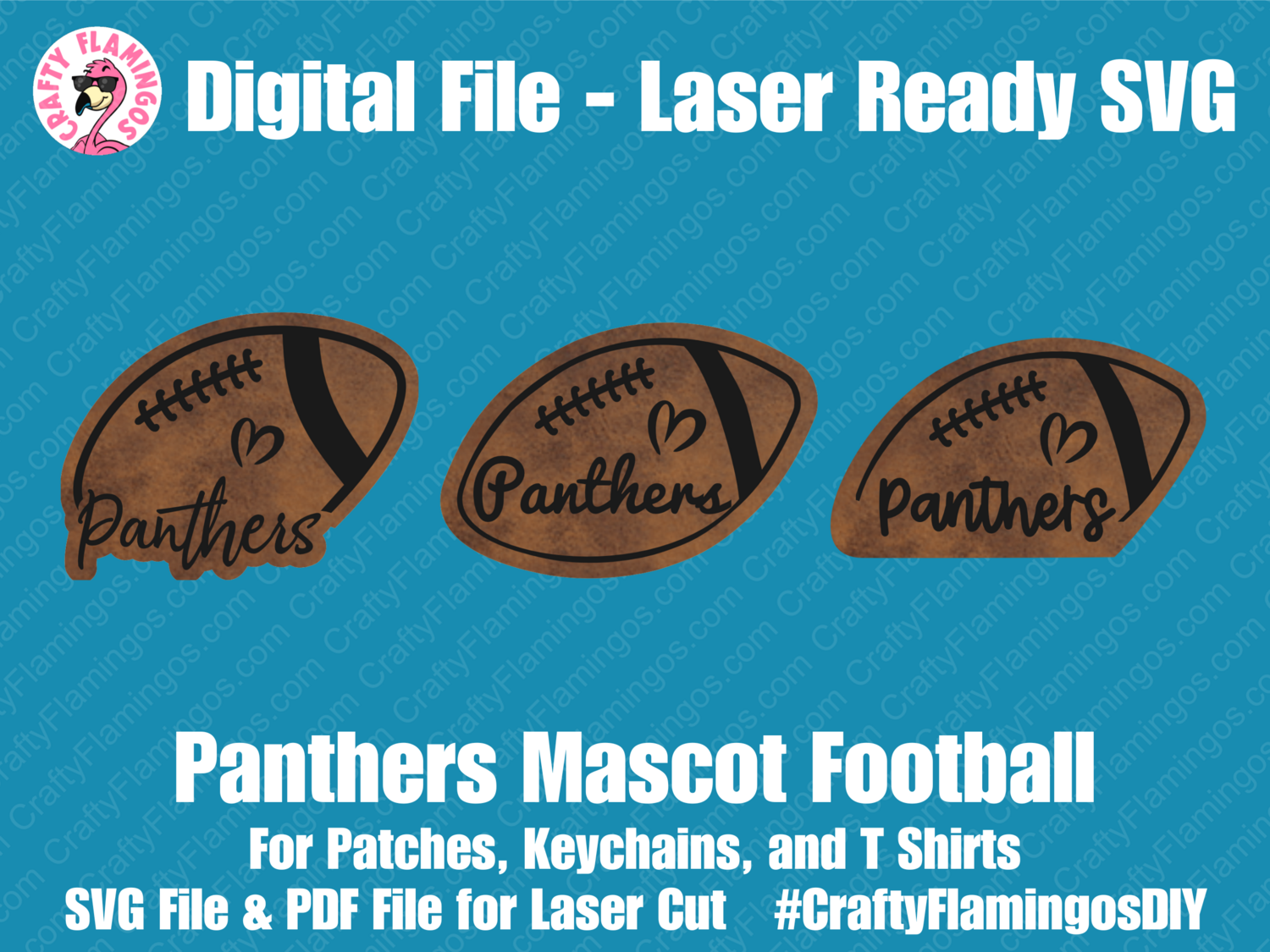 Panthers Football Patch - 3 styles - Patches, Keychain, & Tees - SVG Laser Glowforge Cut File Digital Download PDF
