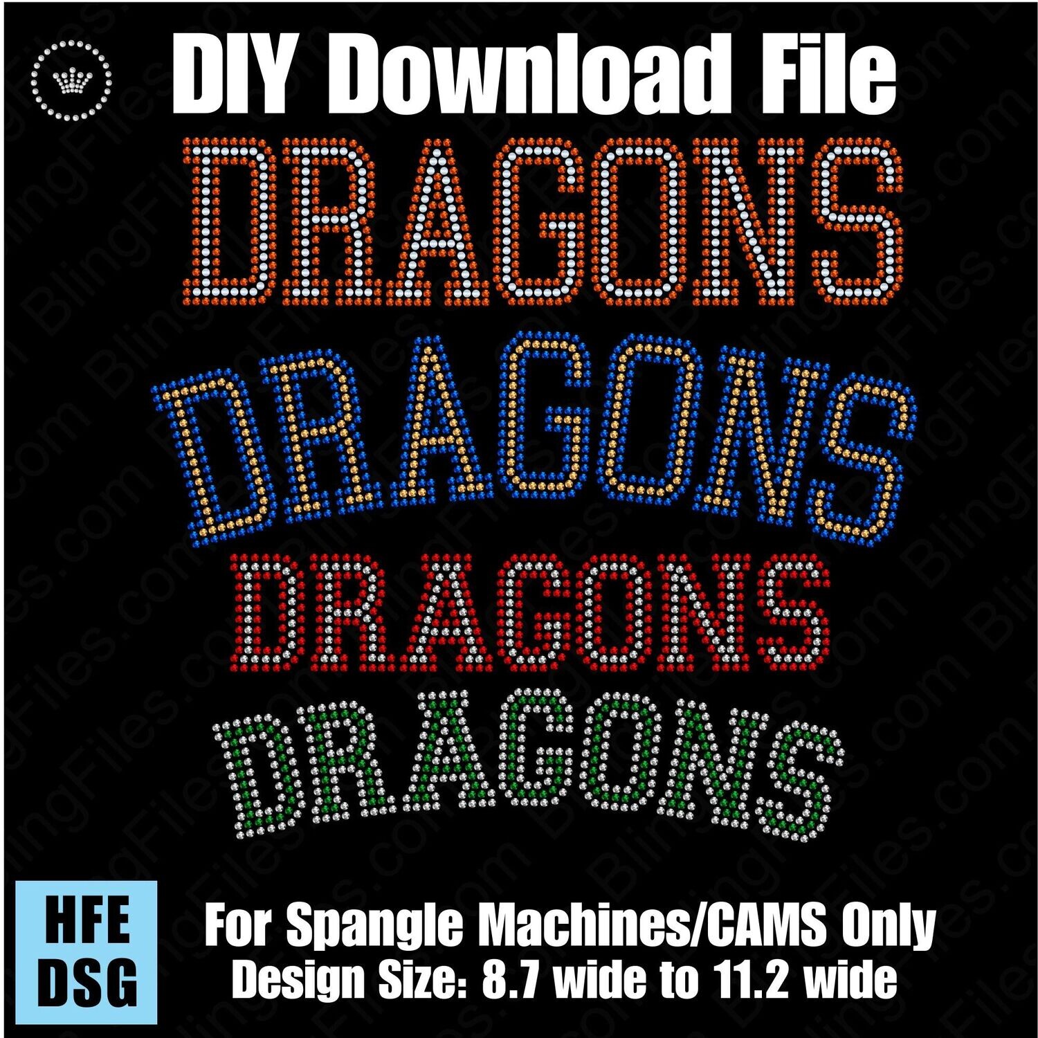 Dragons Collegiate Word Straight & Arched Element - Download File CAMS/ProSpangle