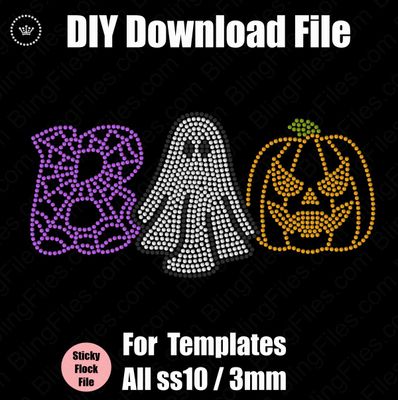 Boo Ghost Halloween Download Bling SVG Cutting File for Templates