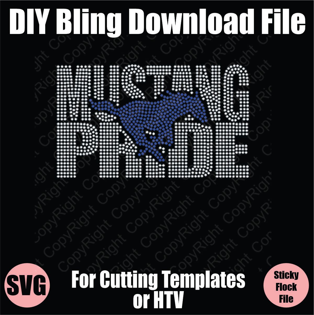 Mustang Pride Bling SVG Download File - Cutting File for Templates