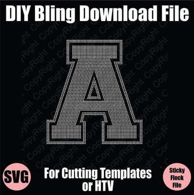Collegiate A Extra Large Letter Bling SVG Download File - Cutting File for Templates