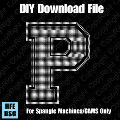 Collegiate P Extra Large Letter DSG Download File - DSG for CAMS/ProSpangle/Elite