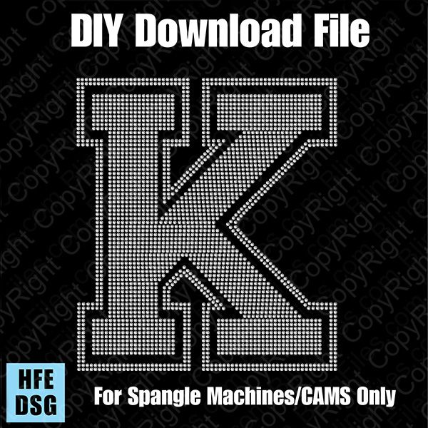 Collegiate K Extra Large Letter DSG Download File - DSG for CAMS/ProSpangle/Elite