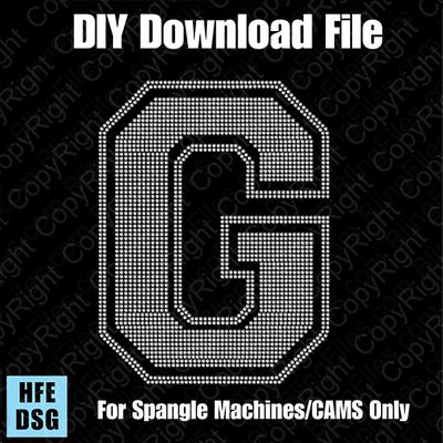 Collegiate G Extra Large Letter DSG Download File - DSG for CAMS/ProSpangle/Elite