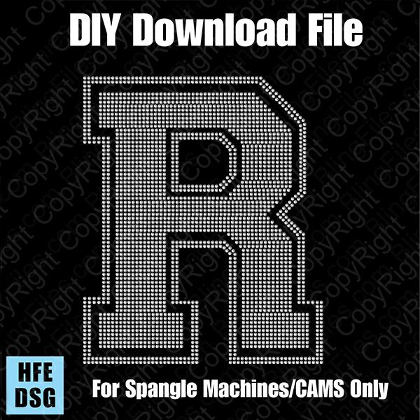Collegiate R Extra Large Letter DSG Download File - DSG for CAMS/ProSpangle/Elite