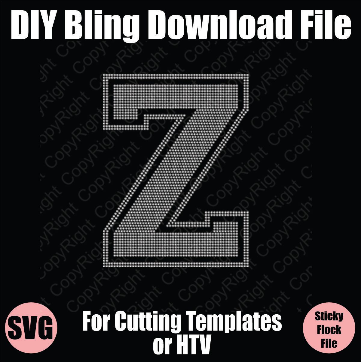 Collegiate Z Extra Large Letter Bling SVG Download File - Cutting File for Templates