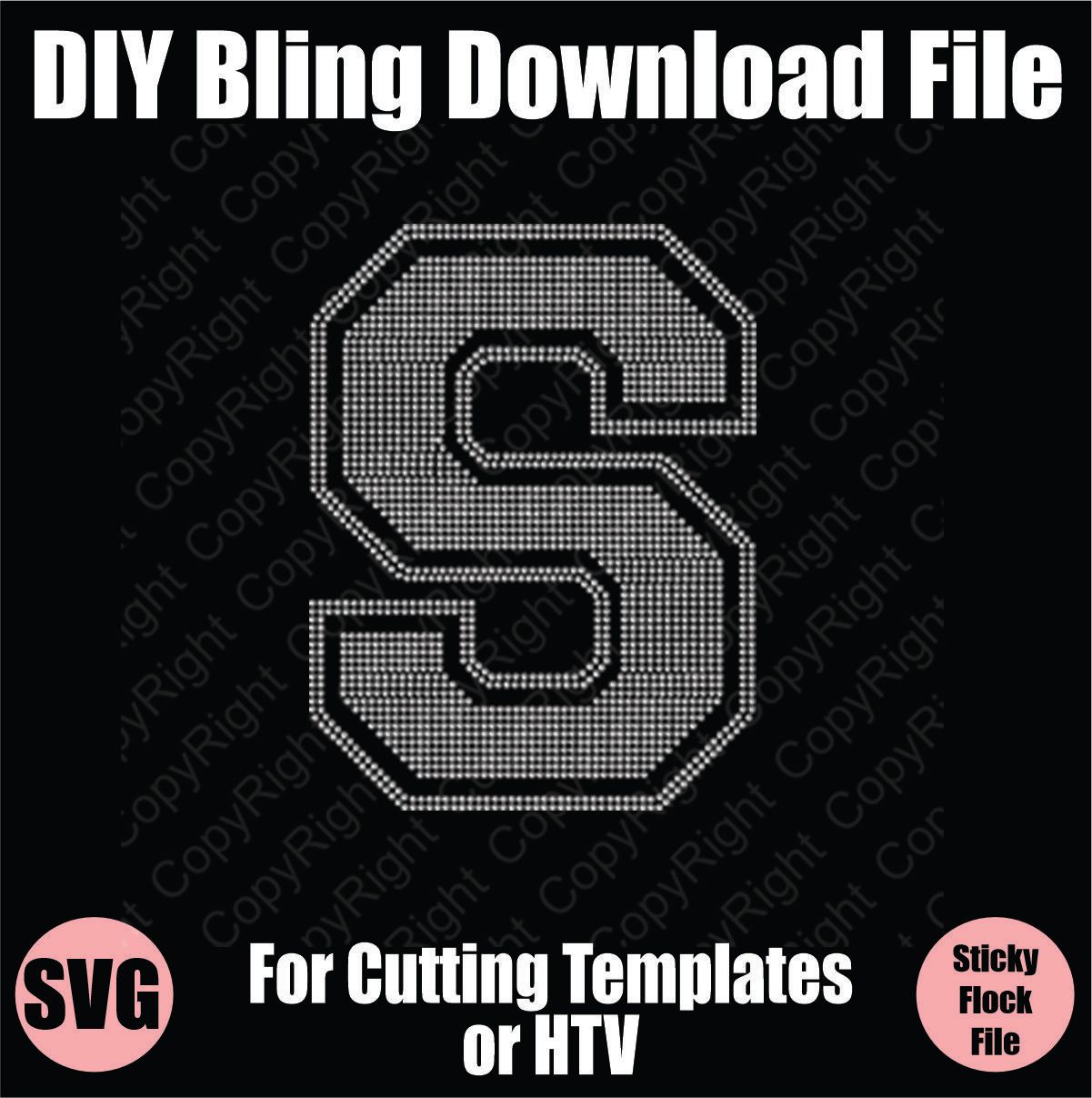 Collegiate S Extra Large Letter Bling SVG Download File - Cutting File for Templates