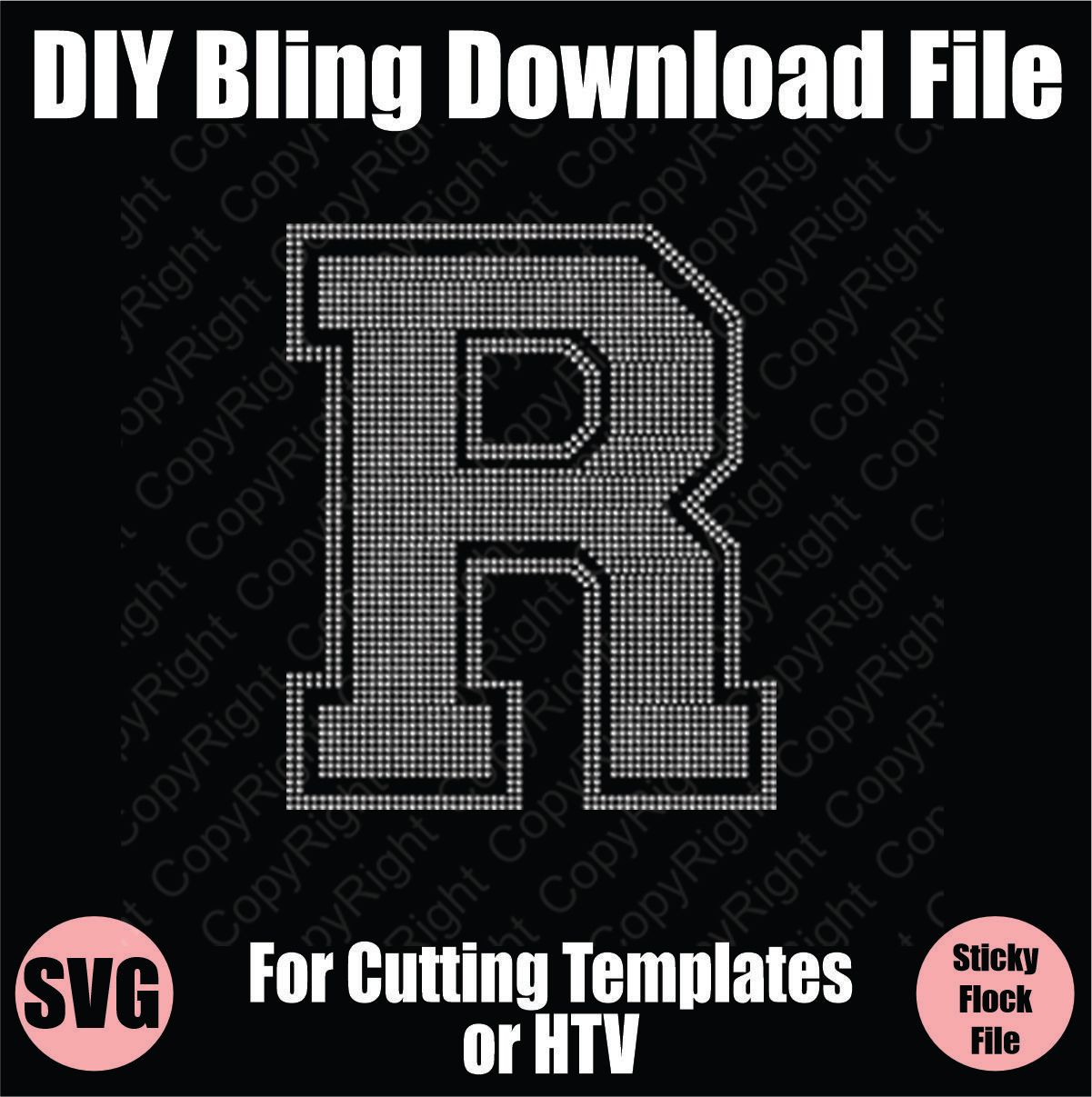 Collegiate R Extra Large Letter Bling SVG Download File - Cutting File for Templates