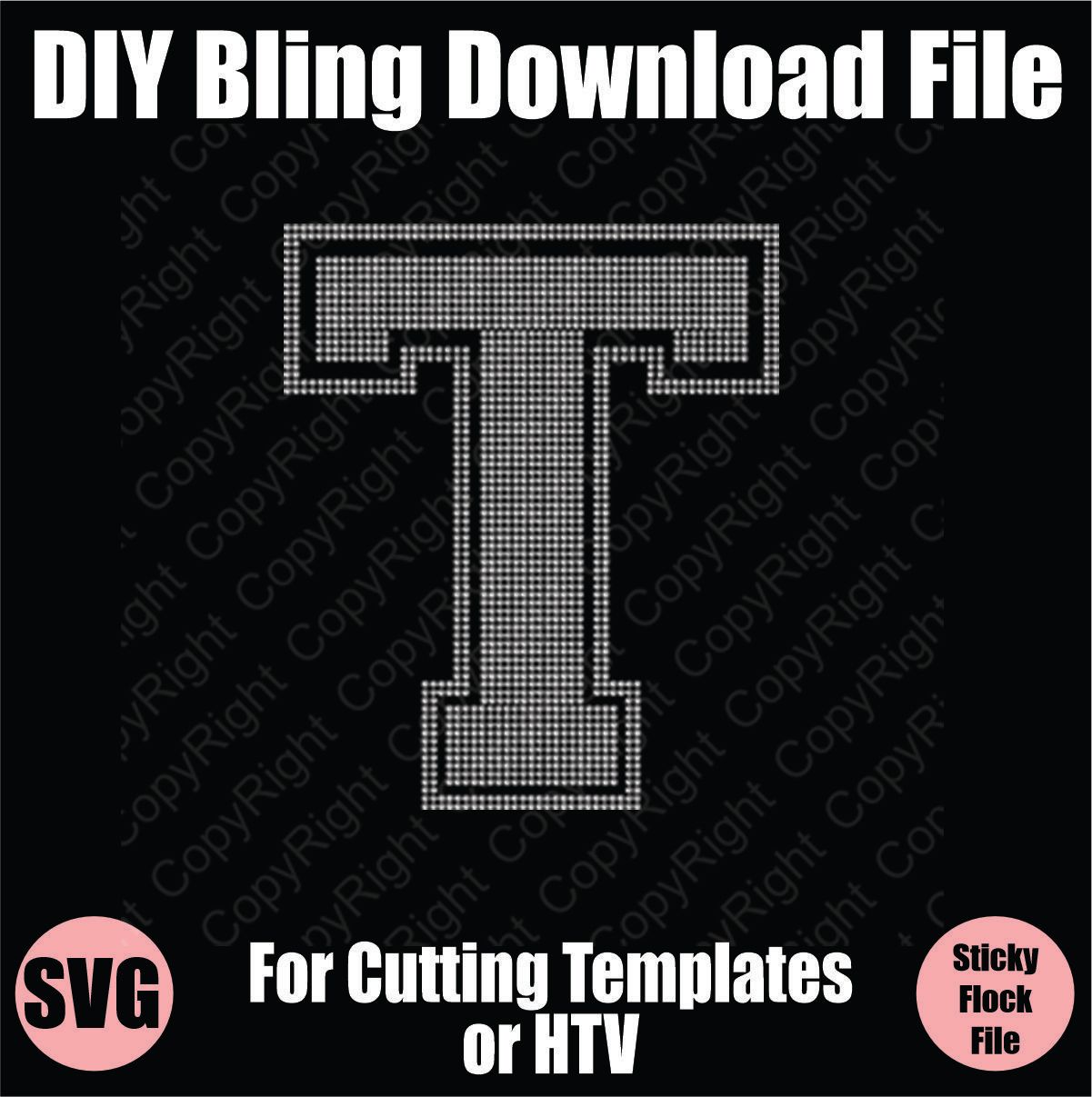 Collegiate T Extra Large Letter Bling SVG Download File - Cutting File for Templates