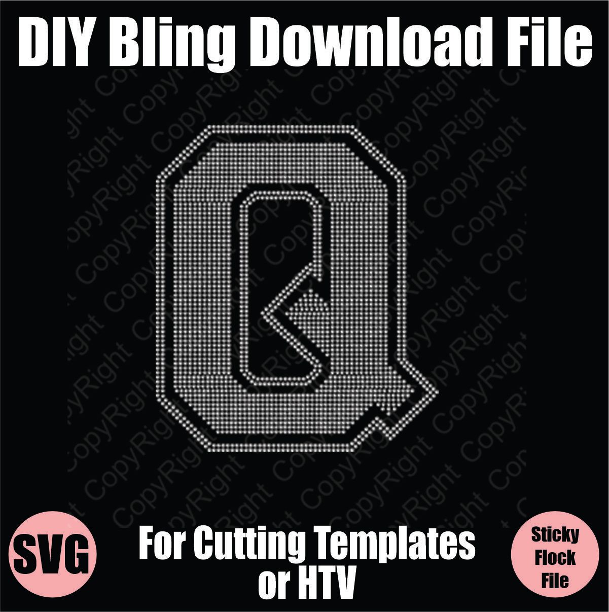 Collegiate Q Extra Large Letter Bling SVG Download File - Cutting File for Templates