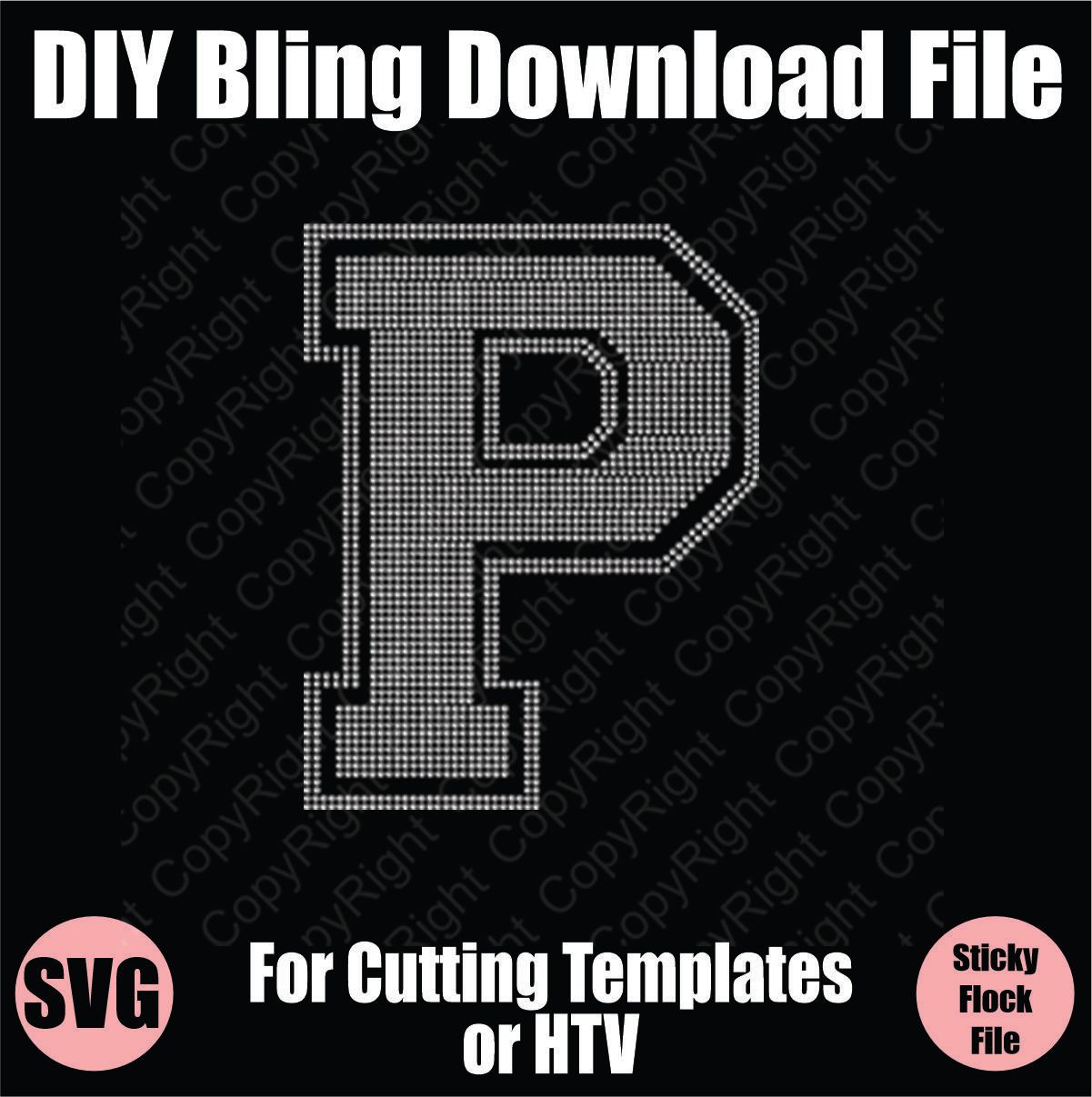 Collegiate P Extra Large Letter Bling SVG Download File - Cutting File for Templates
