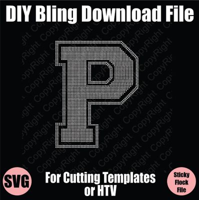 Collegiate P Extra Large Letter Bling SVG Download File - Cutting File for Templates