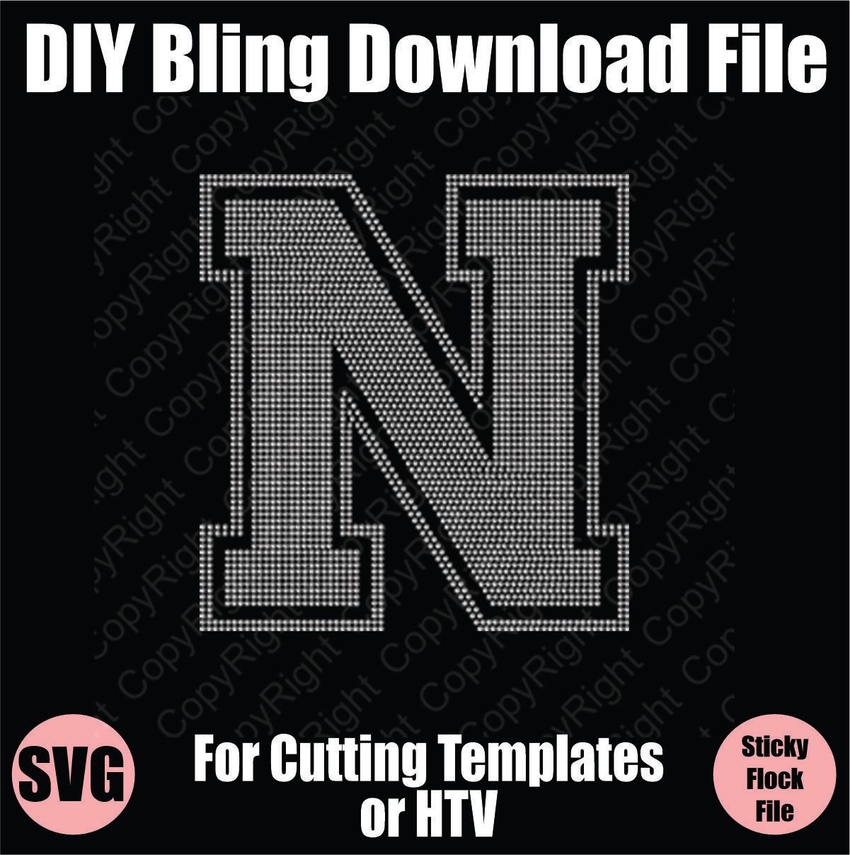 Collegiate N Extra Large Letter Bling SVG Download File - Cutting File for Templates