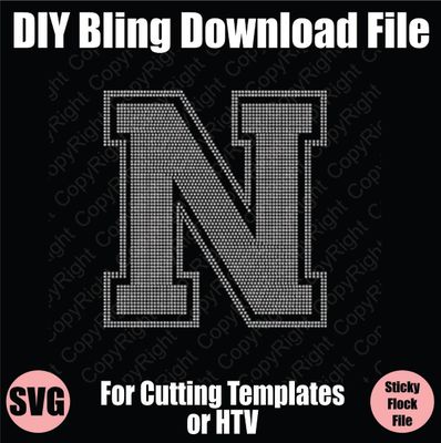 Collegiate N Extra Large Letter Bling SVG Download File - Cutting File for Templates