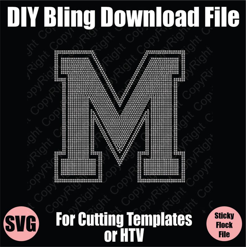 Collegiate M Extra Large Letter Bling SVG Download File - Cutting File for Templates