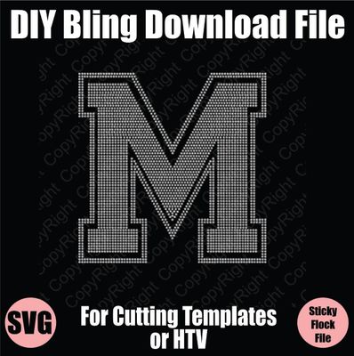 Collegiate M Extra Large Letter Bling SVG Download File - Cutting File for Templates