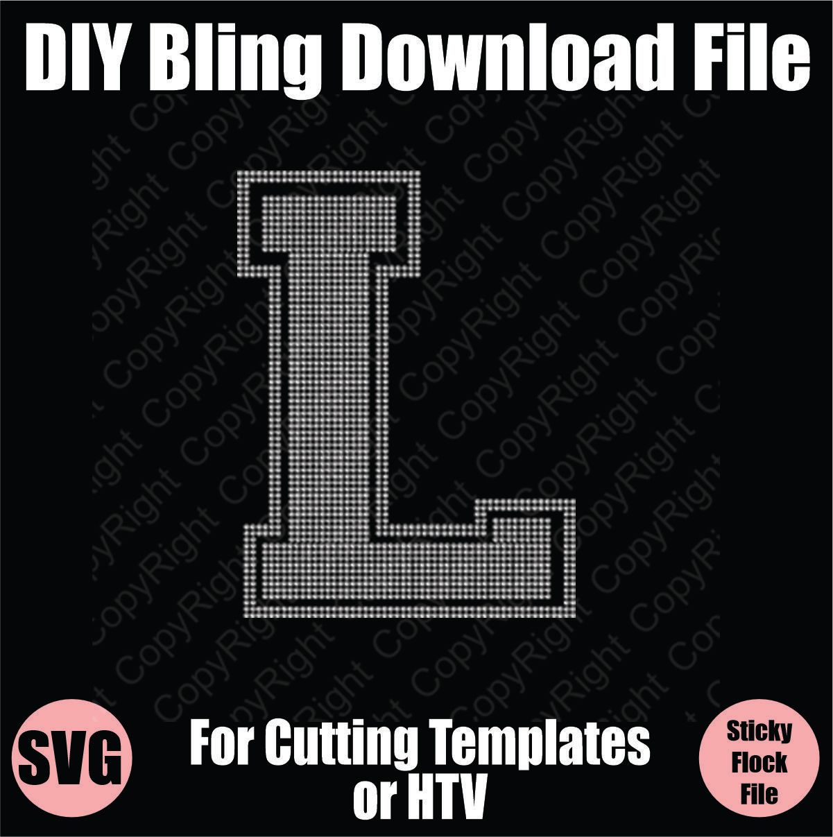 Collegiate L Extra Large Letter Bling SVG Download File - Cutting File for Templates