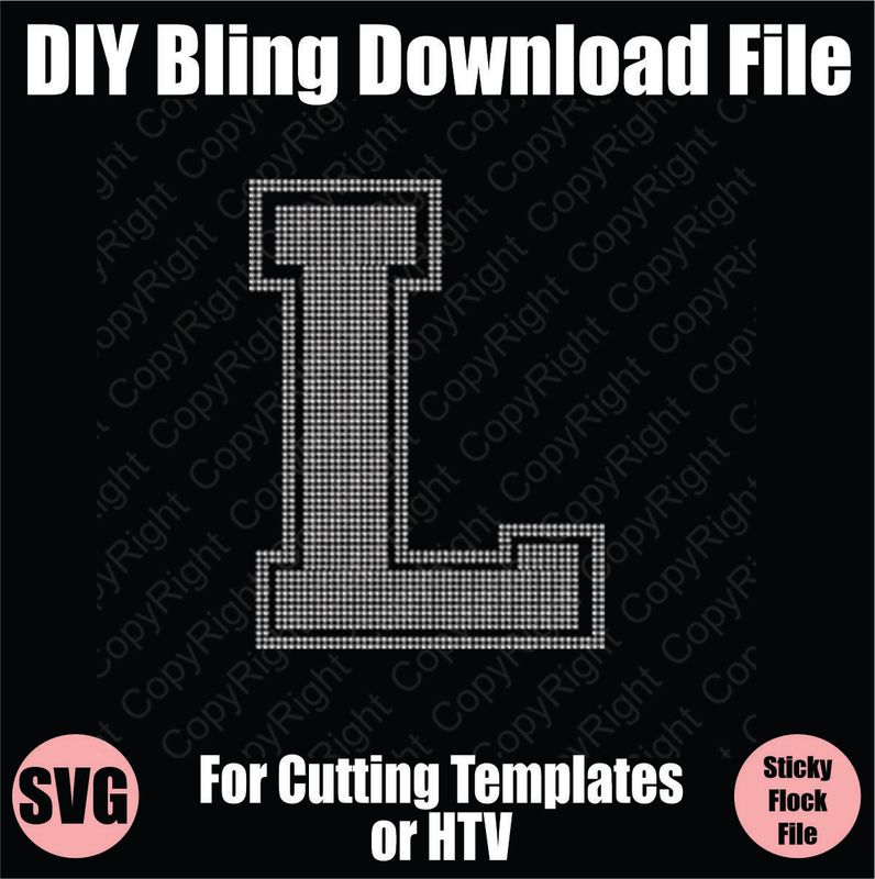 Collegiate L Extra Large Letter Bling SVG Download File - Cutting File for Templates