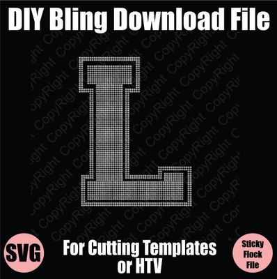 Collegiate L Extra Large Letter Bling SVG Download File - Cutting File for Templates