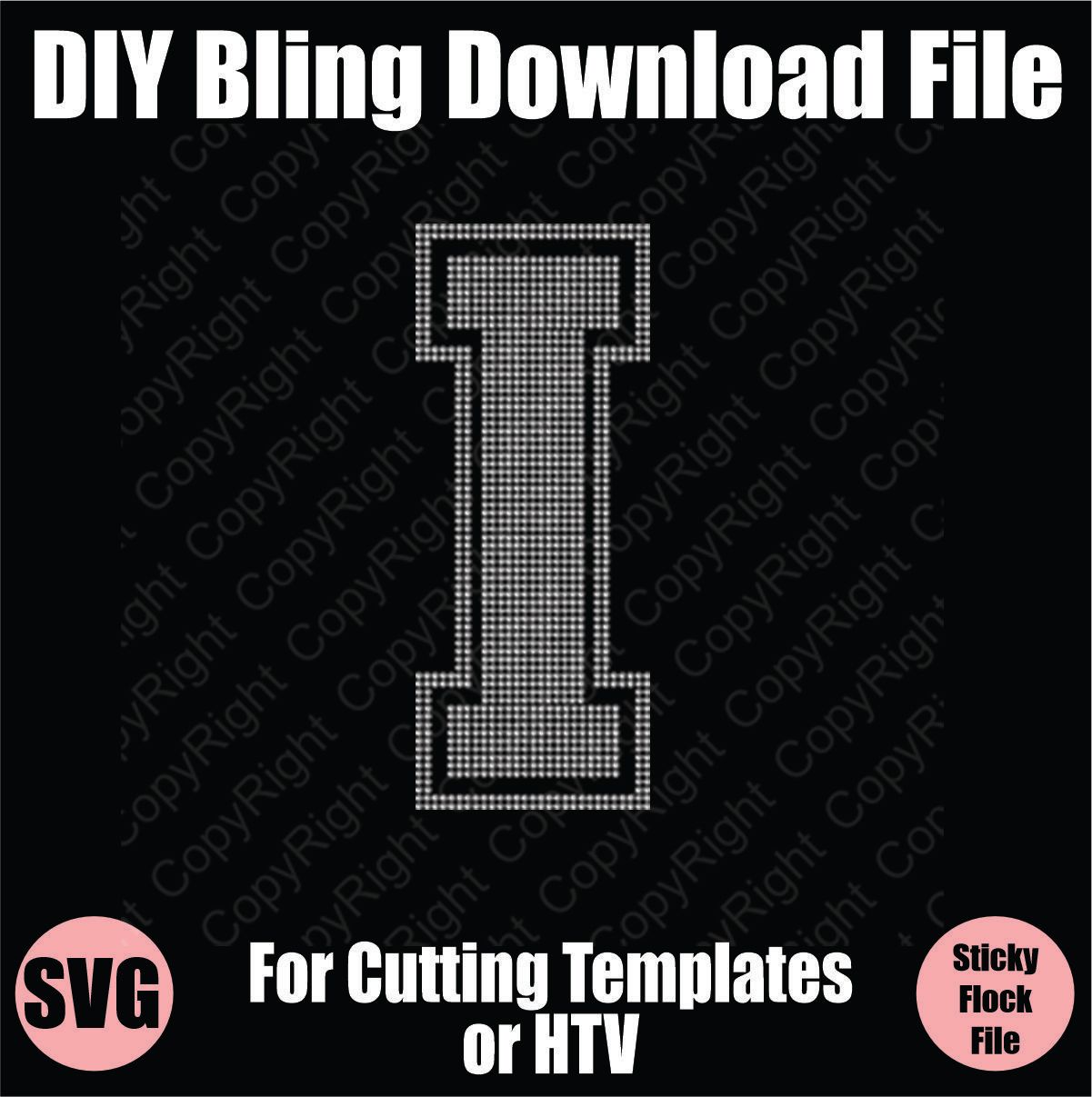 Collegiate I Extra Large Letter Bling SVG Download File - Cutting File for Templates