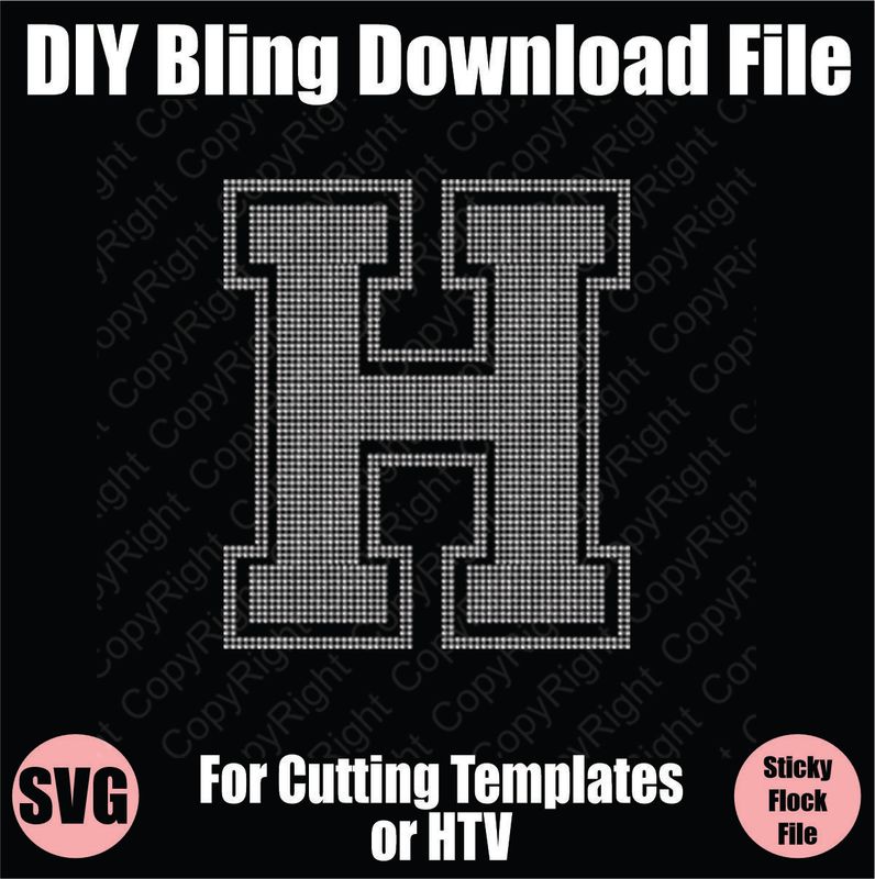 Collegiate H Extra Large Letter Bling SVG Download File - Cutting File for Templates