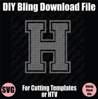 Collegiate H Extra Large Letter Bling SVG Download File - Cutting File for Templates