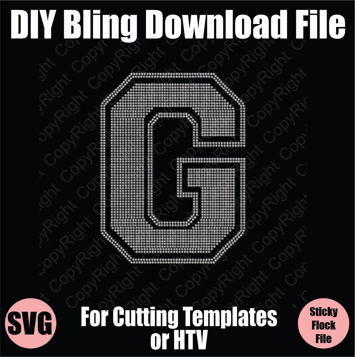 Collegiate G Extra Large Letter Bling SVG Download File - Cutting File for Templates