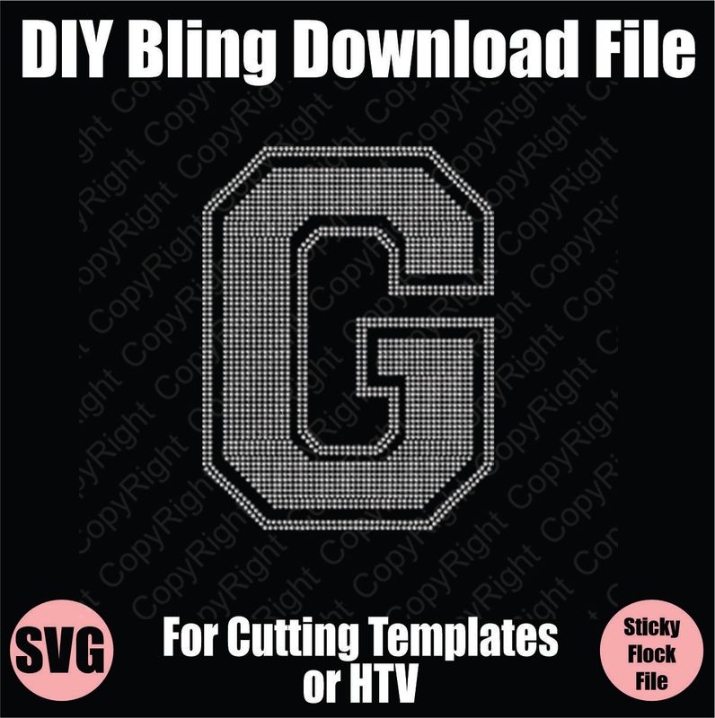 Collegiate G Extra Large Letter Bling SVG Download File - Cutting File for Templates