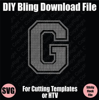 Collegiate G Extra Large Letter Bling SVG Download File - Cutting File for Templates