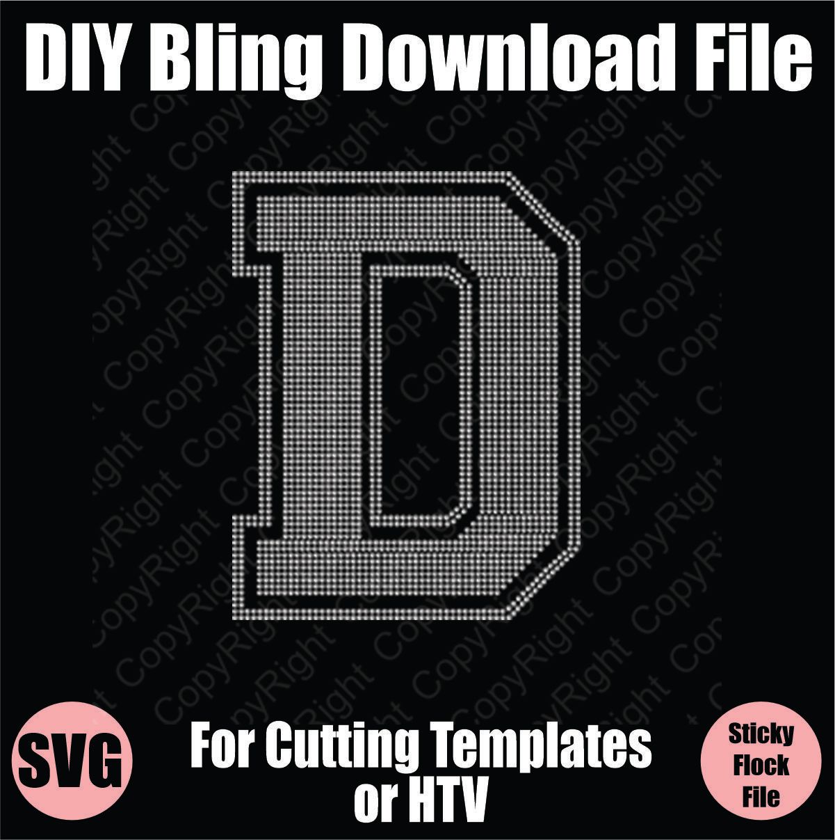 Collegiate D Extra Large Letter Bling SVG Download File - Cutting File for Templates