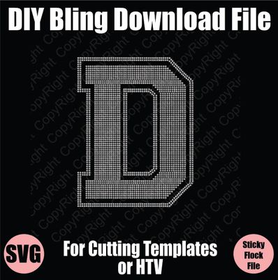 Collegiate D Extra Large Letter Bling SVG Download File - Cutting File for Templates